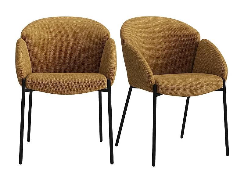 CANDICE-Silla de tela mostaza (x2)