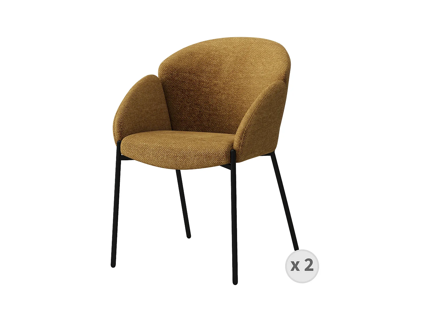 CANDICE-Silla de tela mostaza y metal negro (x2)