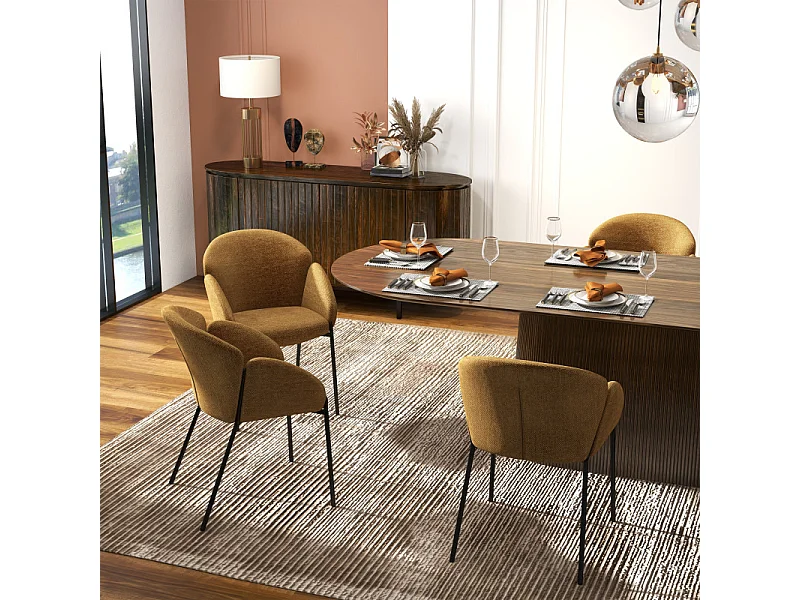 CANDICE-Silla de tela mostaza (x2)