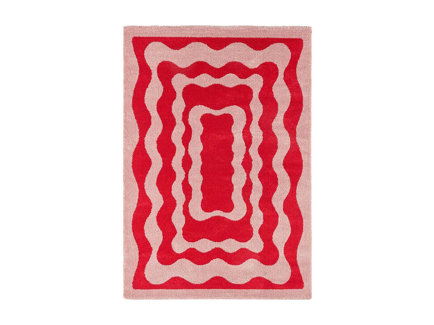 Groove - Tapis vintage à motif festonné -  Rouge - 160x230cm