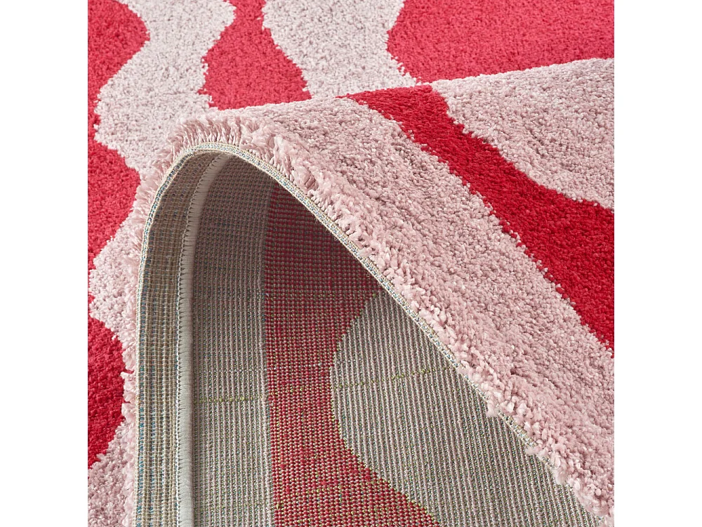 Groove - Tapis vintage à motif festonné -  Rouge - 160x230cm