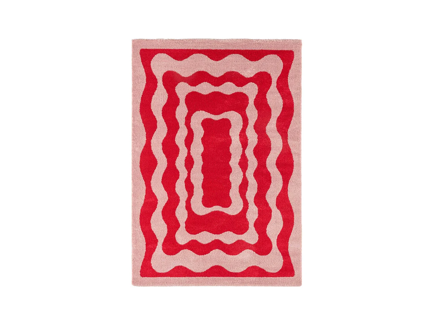 Groove - Tapis vintage à motif festonné -  Rouge - 160x230cm