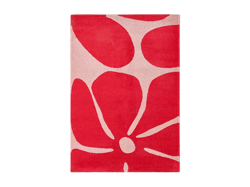 Pop - Tapis vintage à motif floral -  Rouge - 120x160cm