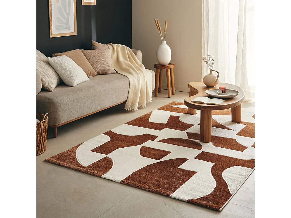 Prisma - Tapis contemporain à motif géométrique -  Marron - 200x290cm