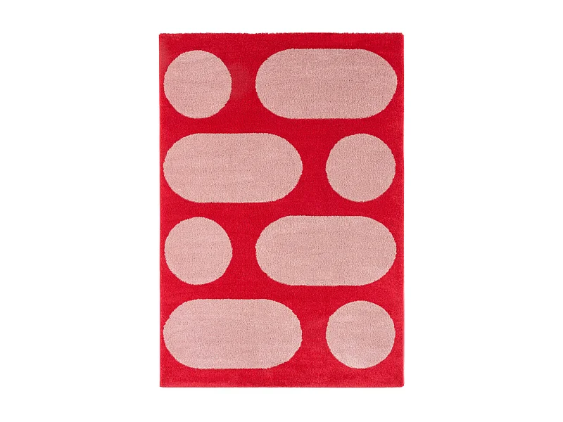 Nova - Tapis vintage à motif rond -  Rouge - 120x160cm