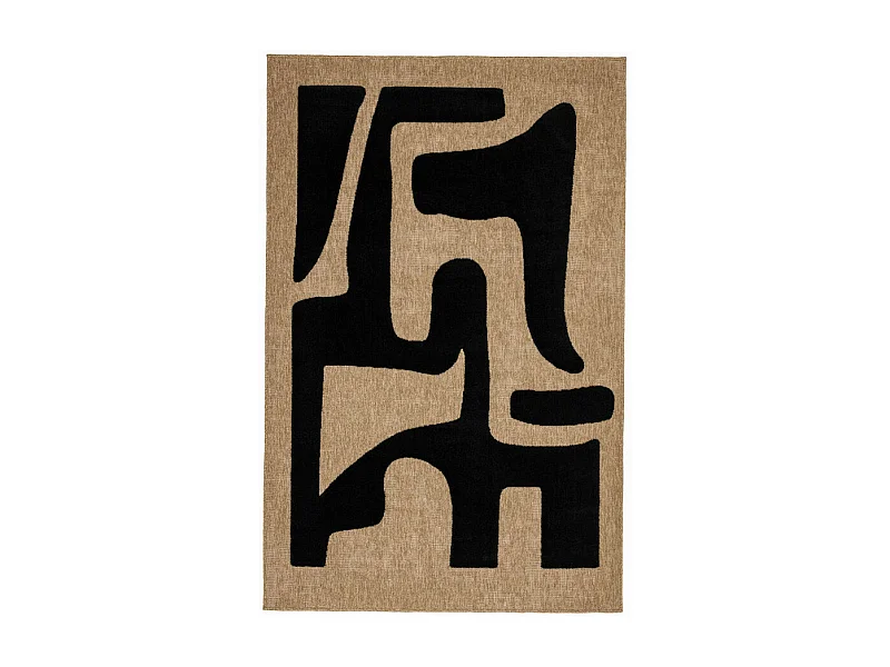 Aura - Tapis bohème à motif abstrait -  Noir - 120x160cm