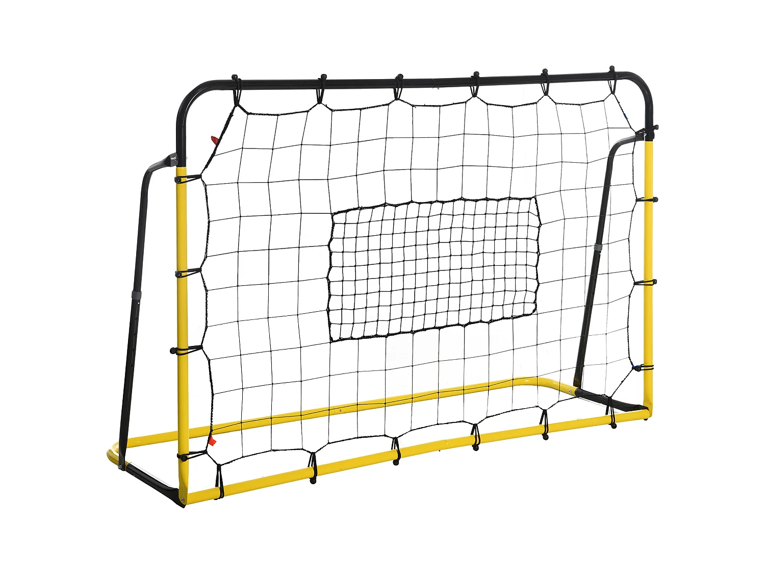 Filet de rebond de football - rebondisseur de football angle réglable - dim. 184L x 123H cm - jaune noir