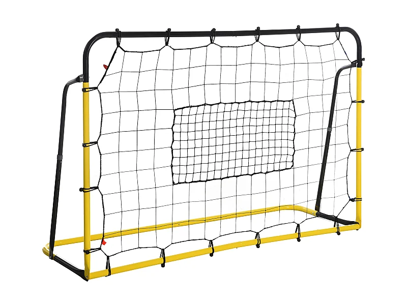 Filet de rebond de football - rebondisseur de football angle réglable - dim. 184L x 123H cm - jaune noir