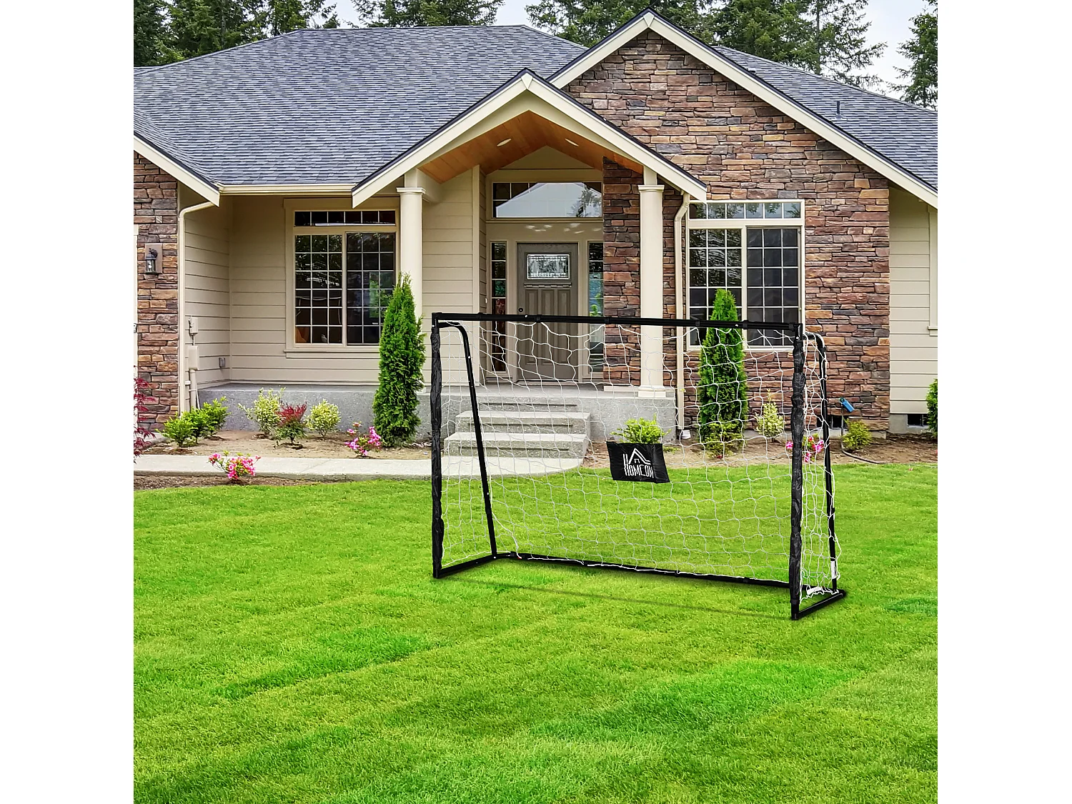 But de football - cage de foot - but futsal dim. 186L x 62l x 123H cm - châssis métal filet PE - piquets & outil inclus - noir