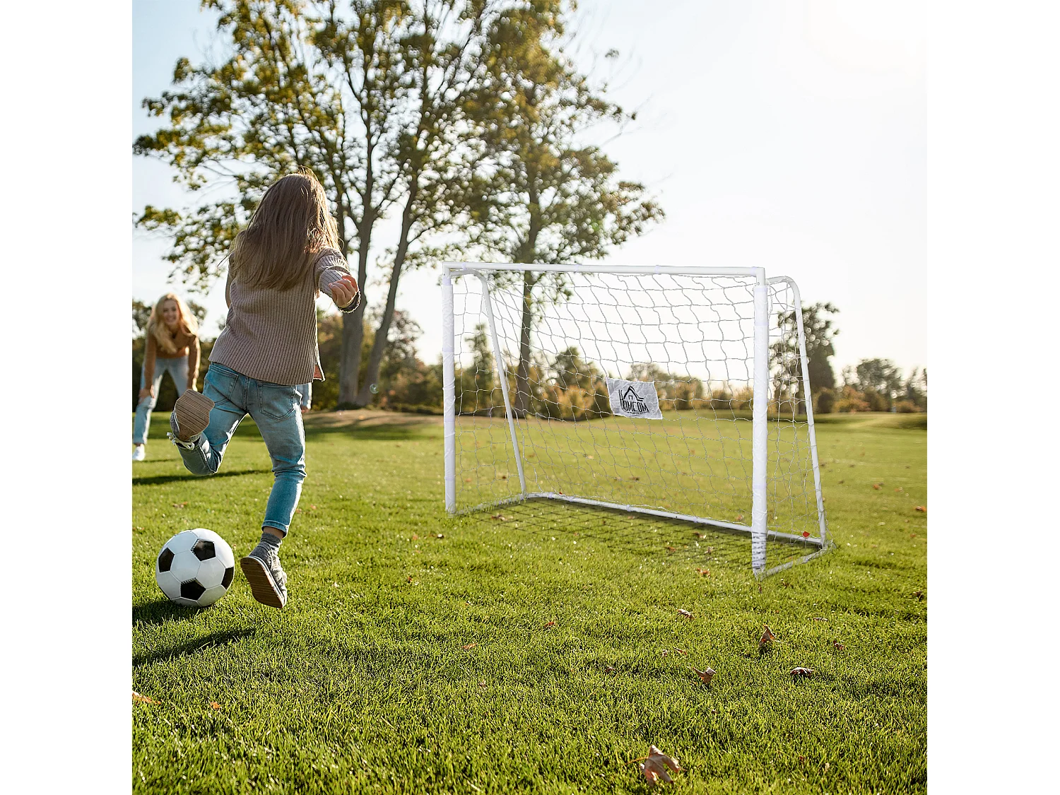 But de football - cage de foot - but futsal dim. 186L x 62l x 123H cm - châssis métal filet PE - piquets & outil inclus - blanc