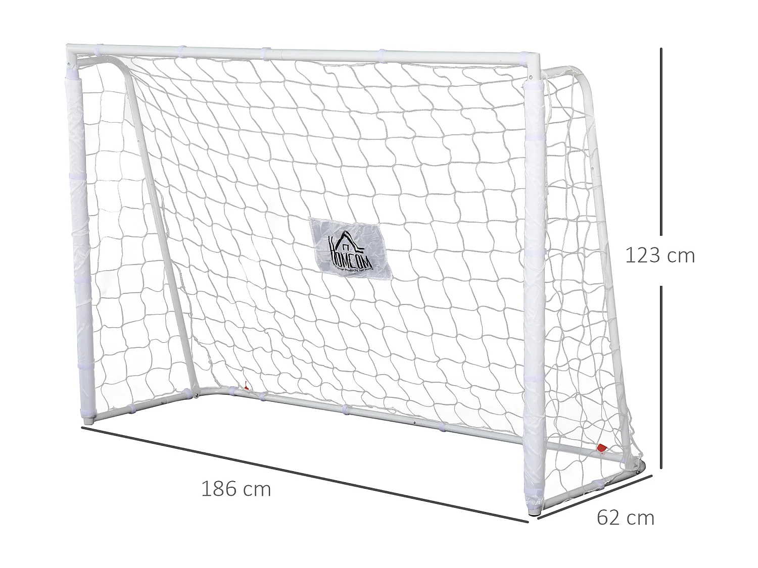 But de football - cage de foot - but futsal dim. 186L x 62l x 123H cm - châssis métal filet PE - piquets & outil inclus - blanc