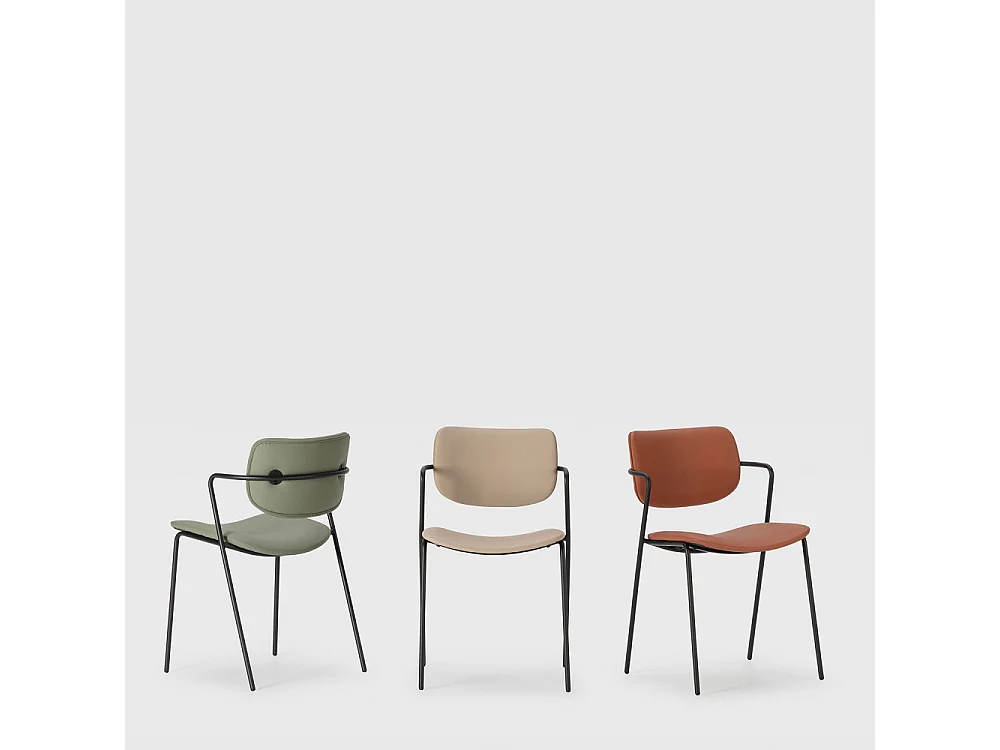 Lot de 2 chaises avec pieds en métal noir L49 cm - MAIKA