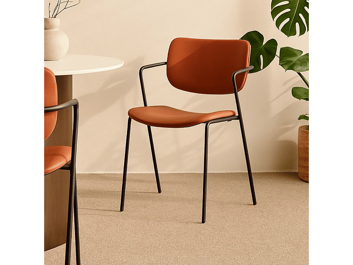 Lot de 2 chaises avec pieds en métal noir L49 cm - MAIKA