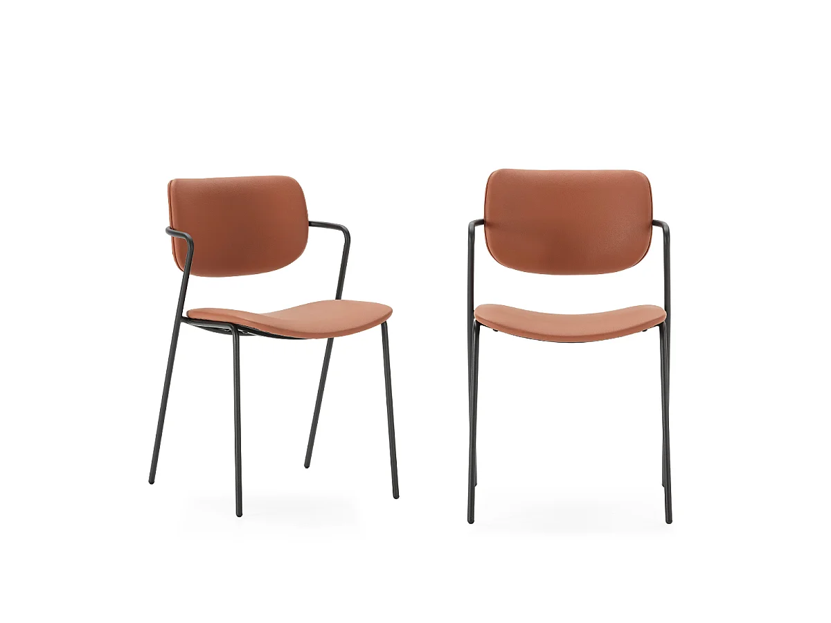 Conjunto de 2 cadeiras com pés de metal preto L49 cm - MAIKA