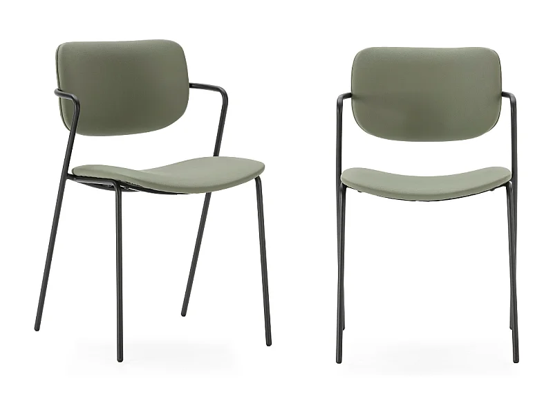 Lot de 2 chaises avec pieds en métal noir L49 cm - MAIKA