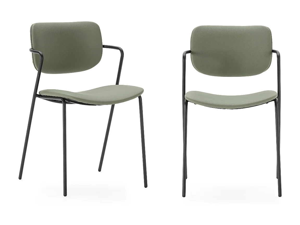 Lot de 2 chaises avec pieds en métal noir L49 cm - MAIKA