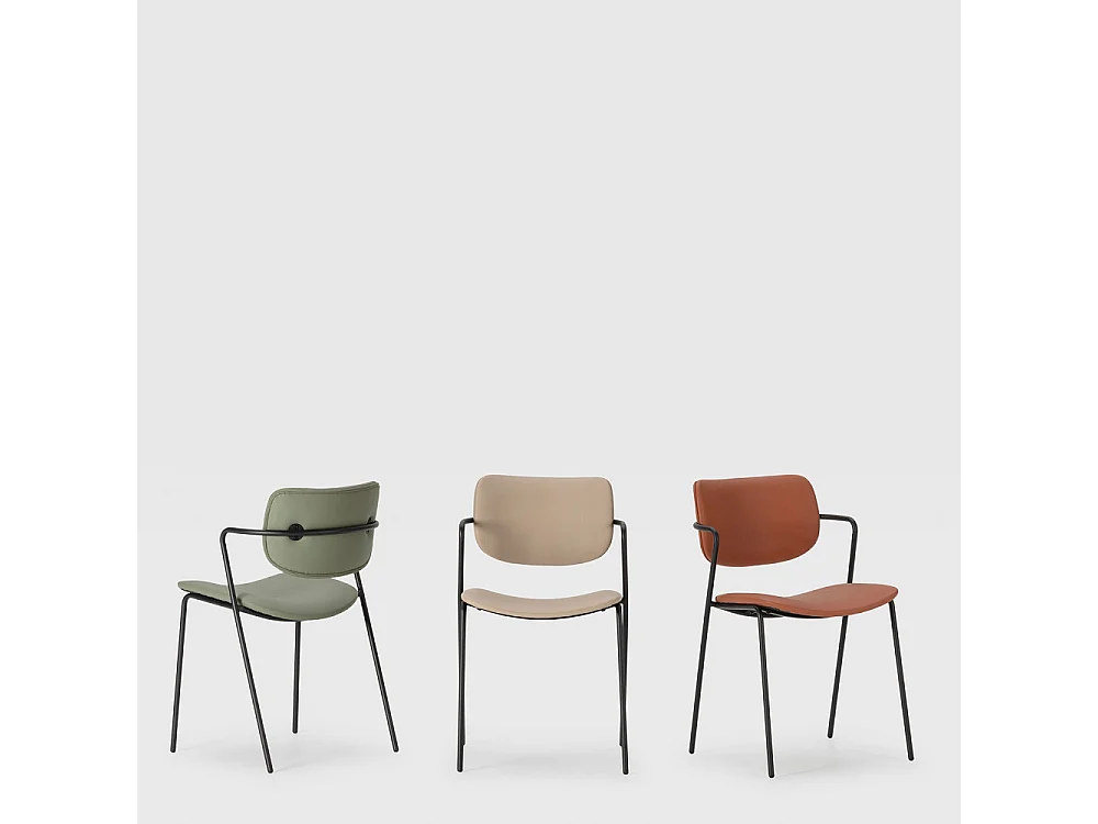 Lot de 2 chaises avec pieds en métal noir L49 cm - MAIKA