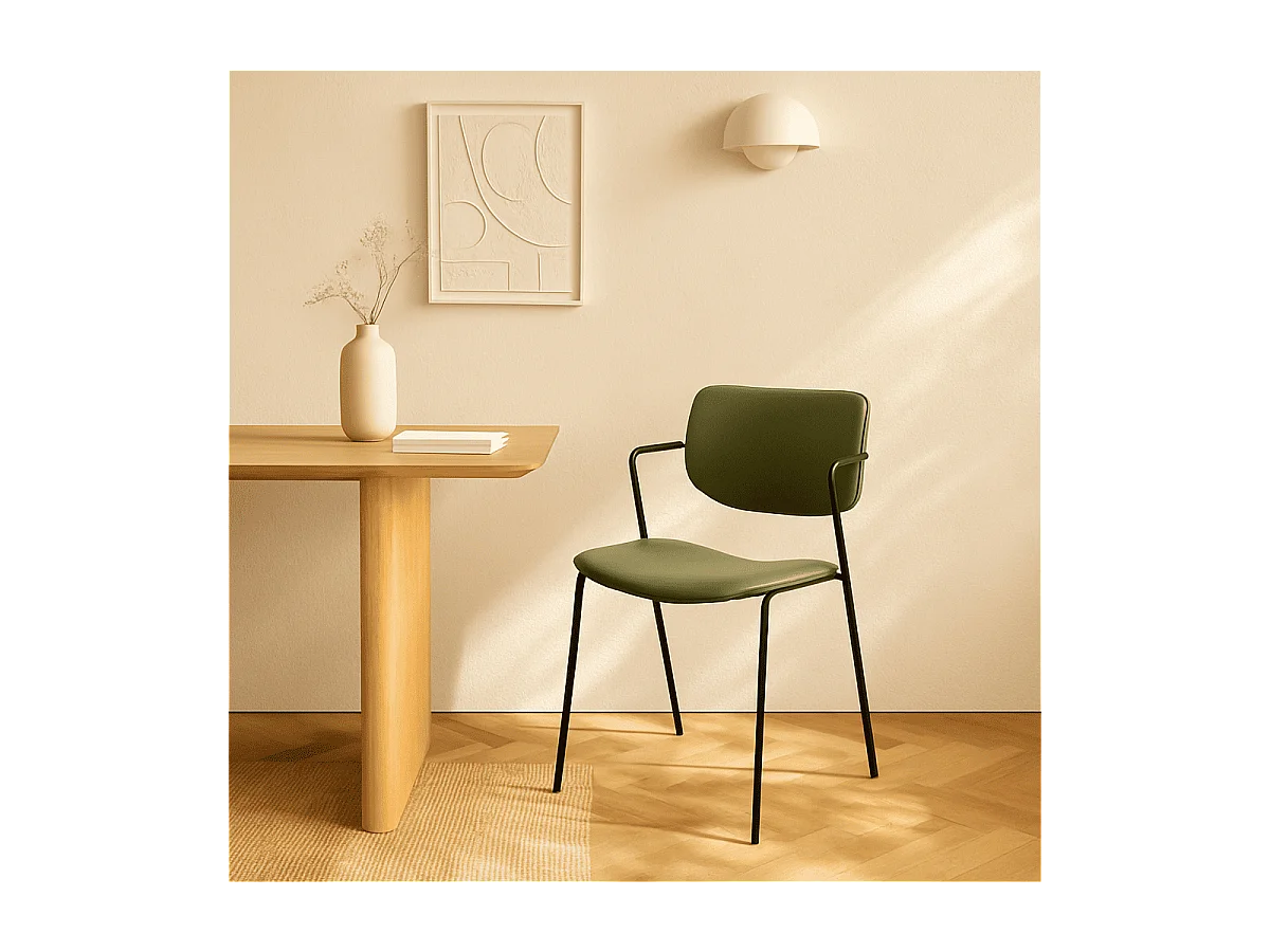 Eetkamerstoel Maika - 49x55x48cm - Groen - Set van 2