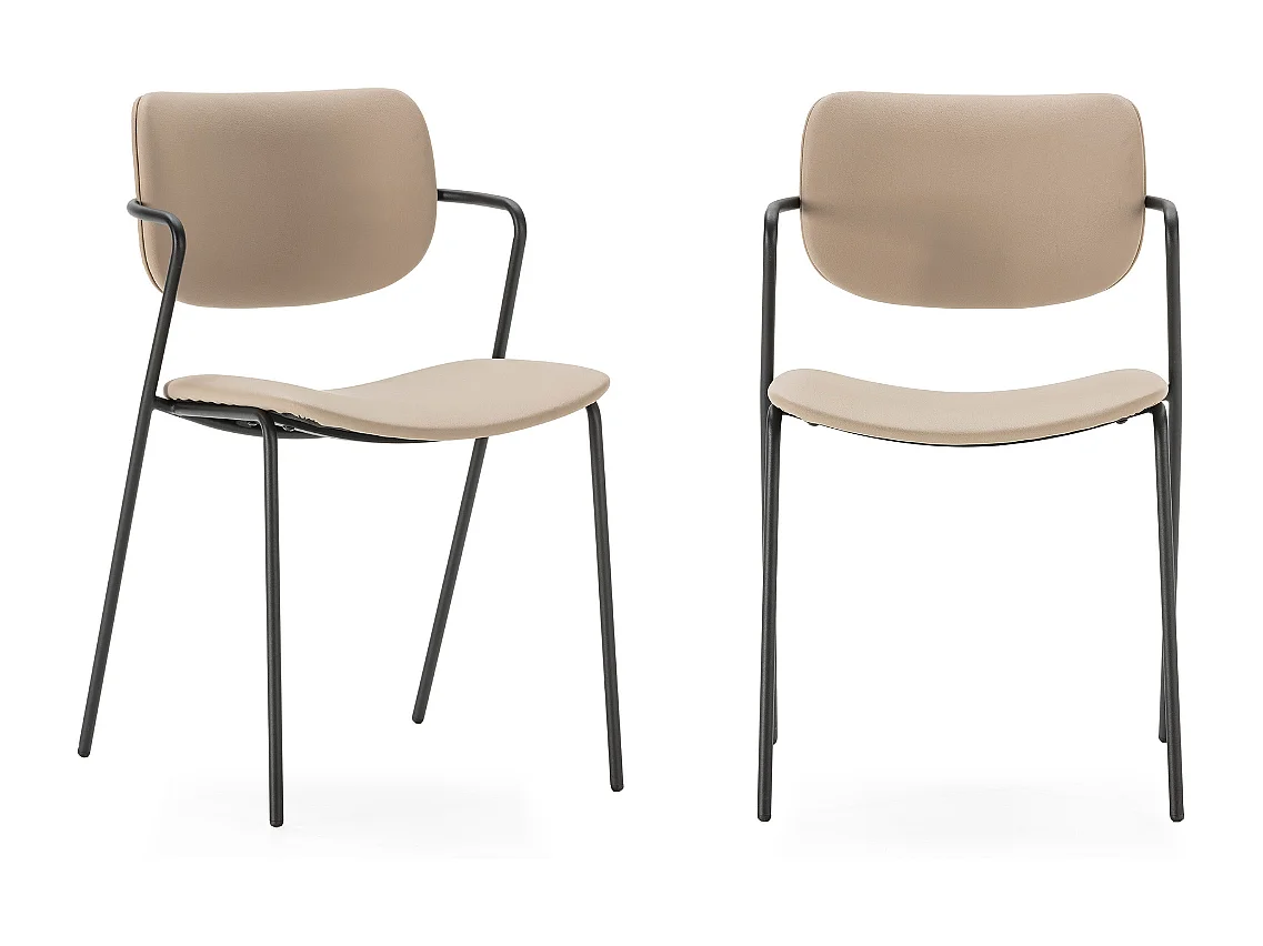 Lot de 2 chaises avec pieds en métal noir L49 cm - MAIKA