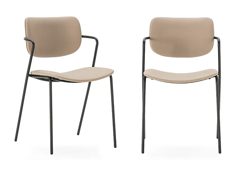 Eetkamerstoel Maika - 49x55x48cm - Beige - Set van 2