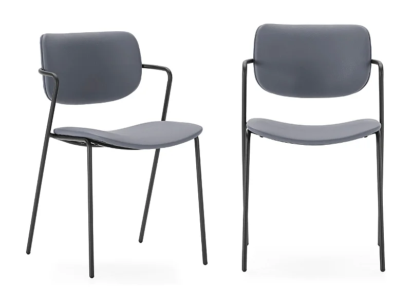 Lot de 2 chaises en velours côtelé noir - Lykke