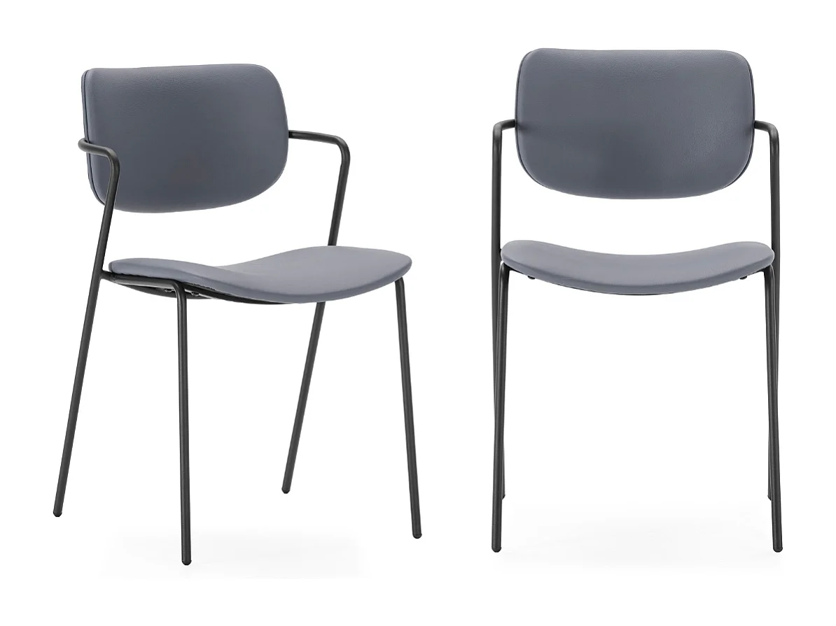 Lot de 2 chaises avec pieds en métal noir L49 cm - MAIKA