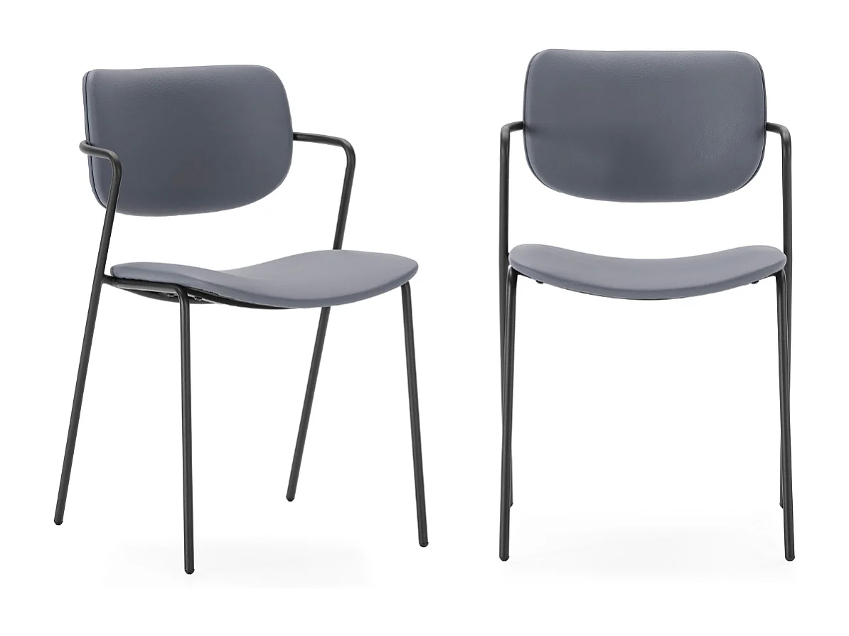 Eetkamerstoel Maika - 49x55x48cm - Grijs - Set van 2