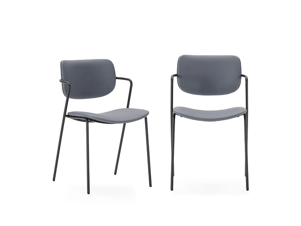 Lot de 2 chaises avec pieds en métal noir L49 cm - MAIKA