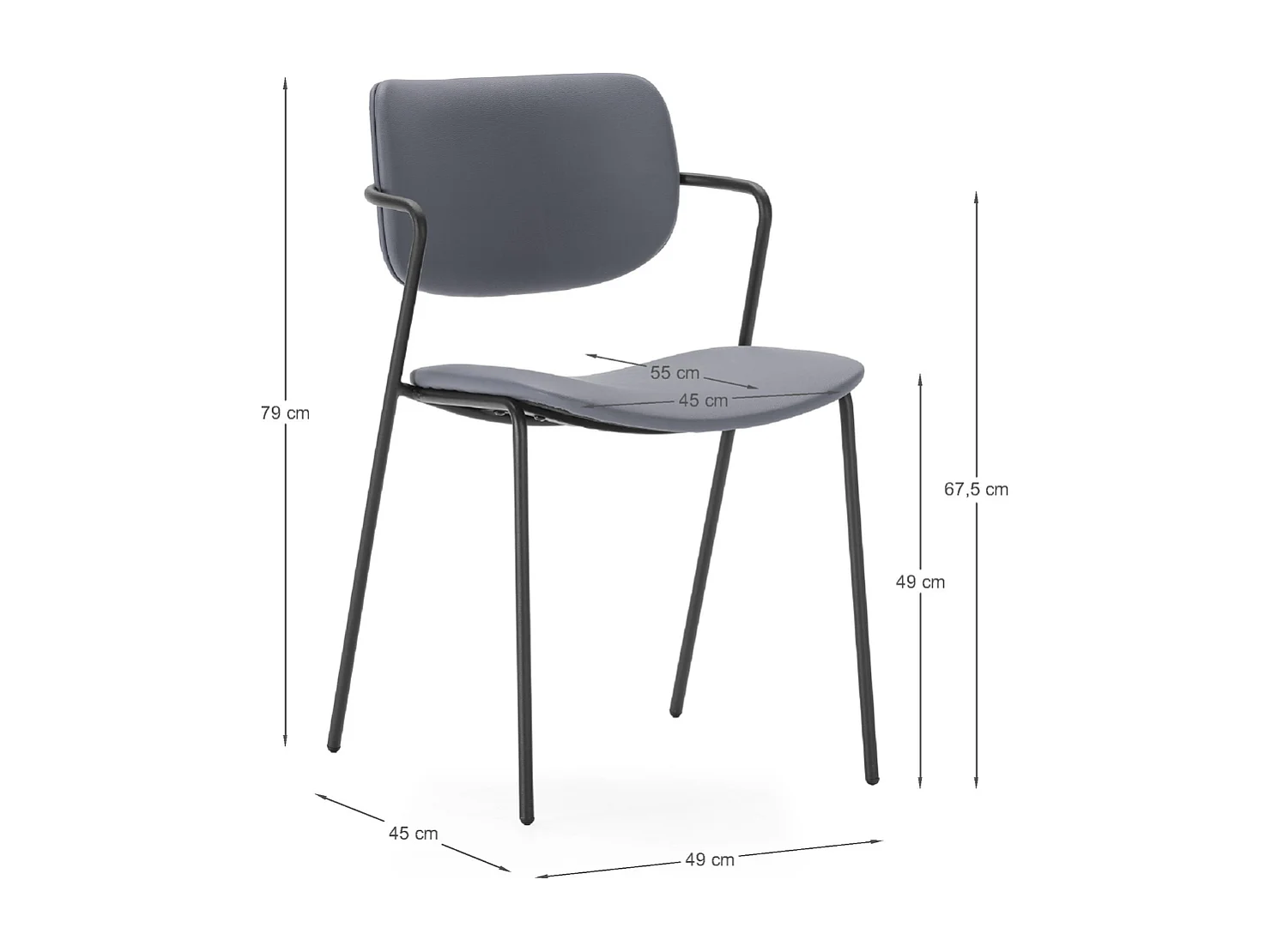 Lot de 2 chaises avec pieds en métal noir L49 cm - MAIKA