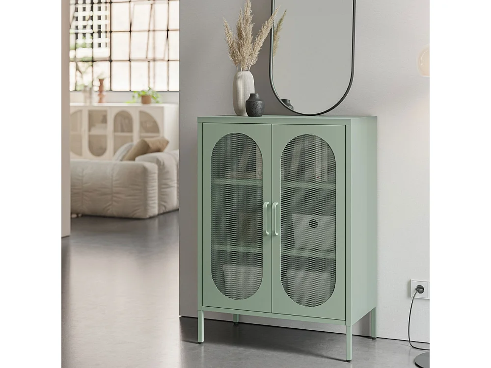 Zio - Buffet 2 portes en métal H100cm - Vert menthe