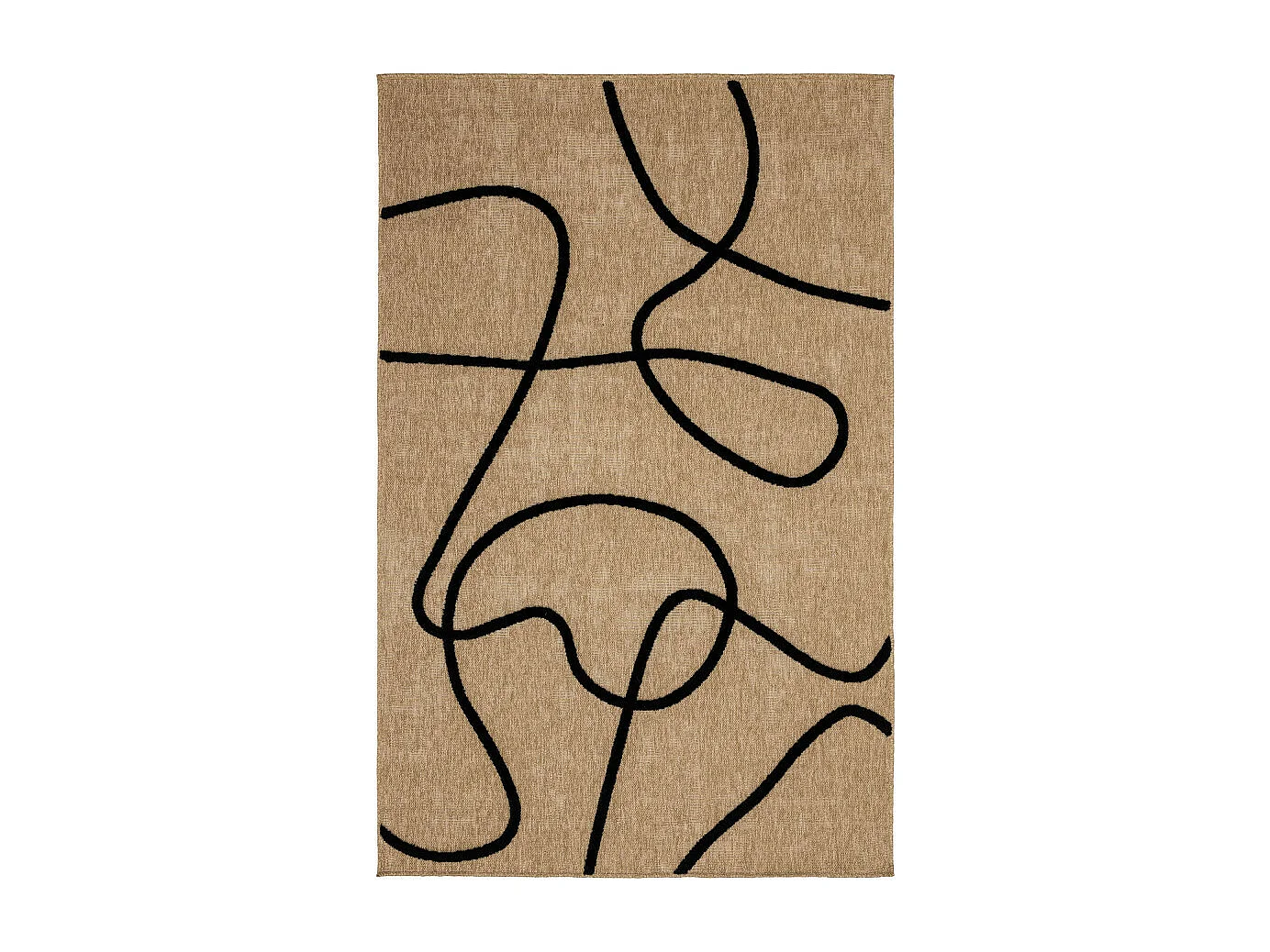 Echo - Tapis bohème à motif organique -  Noir - 120x160cm
