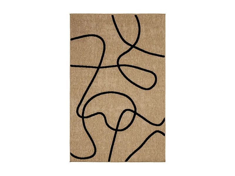 Echo - Tapis bohème à motif organique -  Noir - 120x160cm