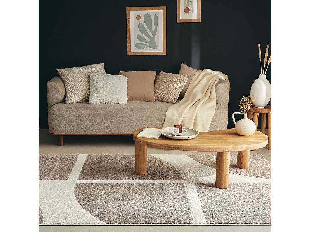 Karo - Tapis contemporain à motif géométrique -  Beige - 120x160cm