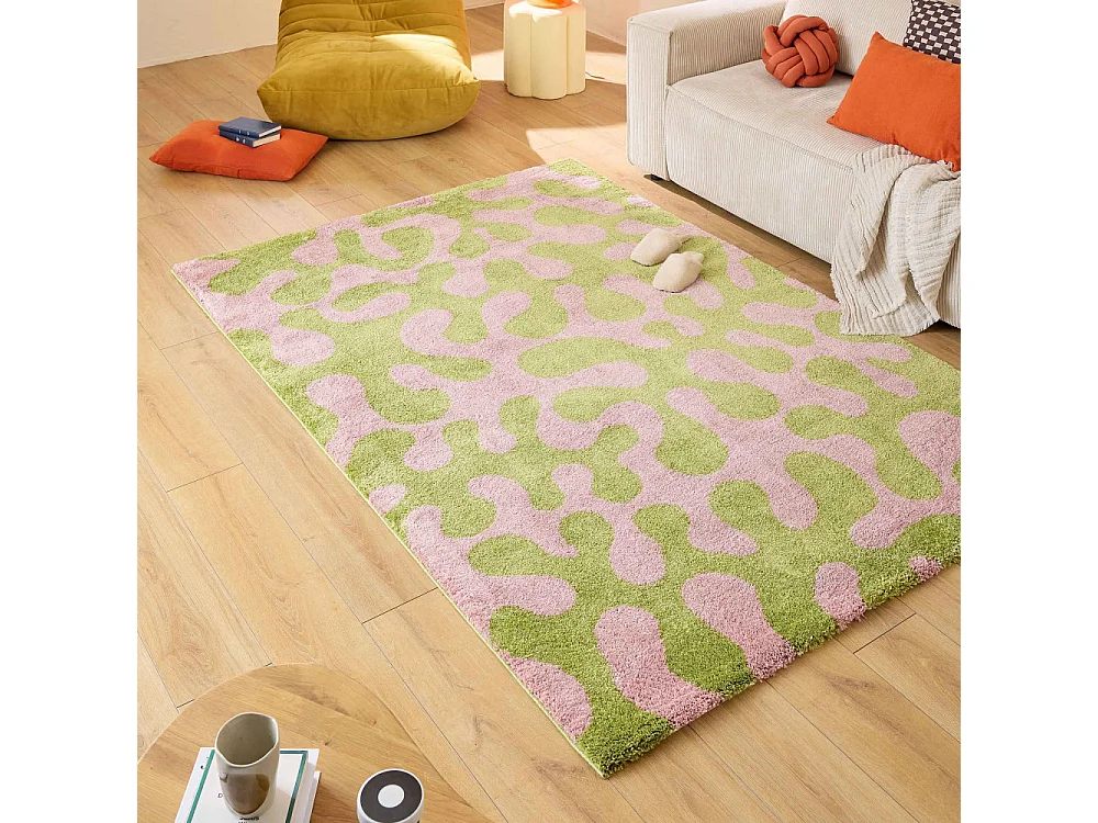 Vibe - Tapis vintage à motif abstrait -  Vert - 120x160cm