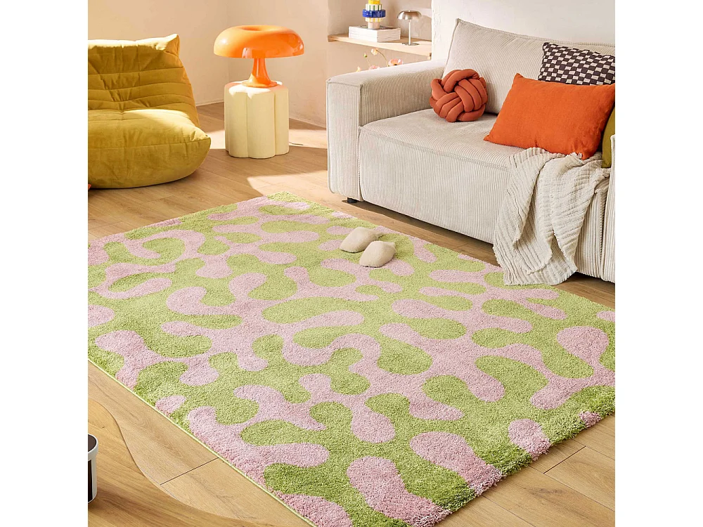 Vibe - Tapis vintage à motif abstrait -  Vert - 120x160cm
