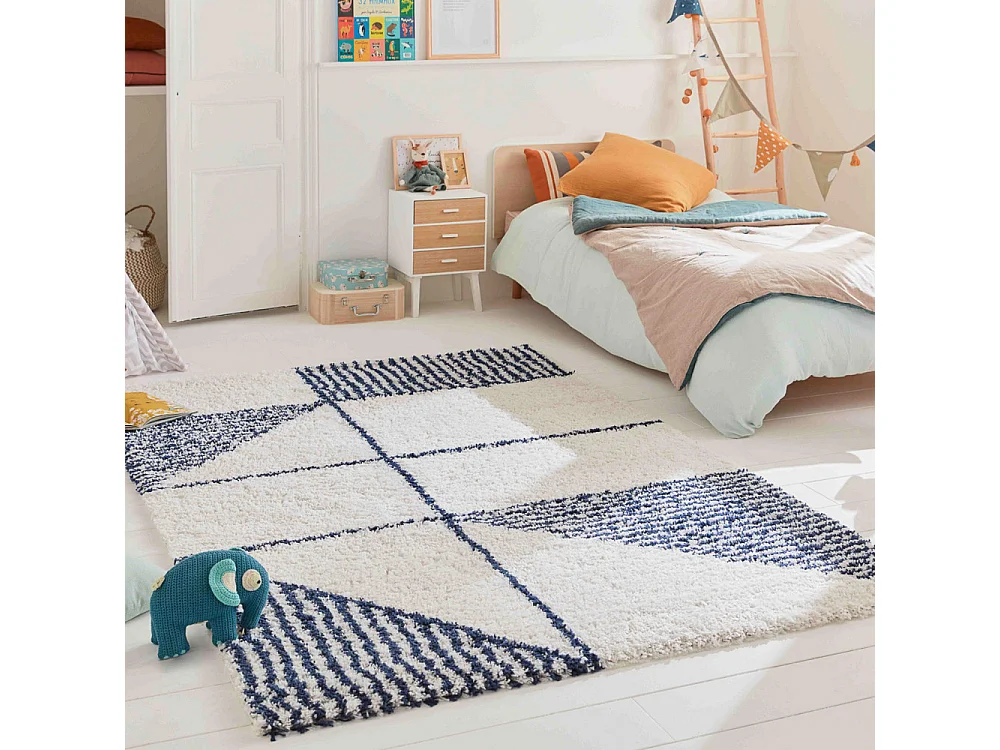 Mimo - Tapis contemporain à motif géométrique -  Bleu - 160x230cm