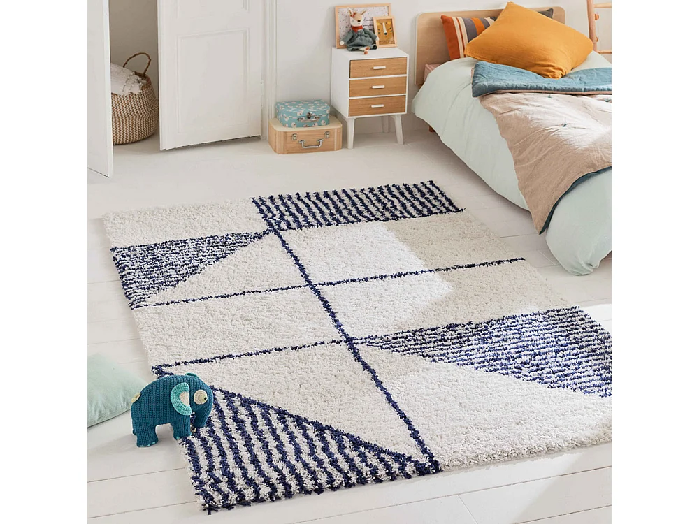 Mimo - Tapis contemporain à motif géométrique -  Bleu - 160x230cm
