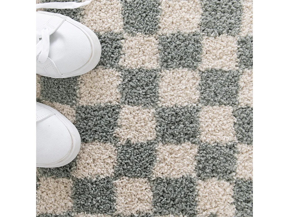 Laria - Tapis damiers -  Bleu - 120x170cm