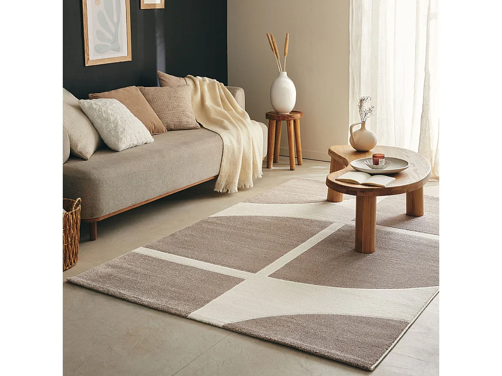 Karo - Tapis contemporain à motif géométrique -  Beige - 200x290cm