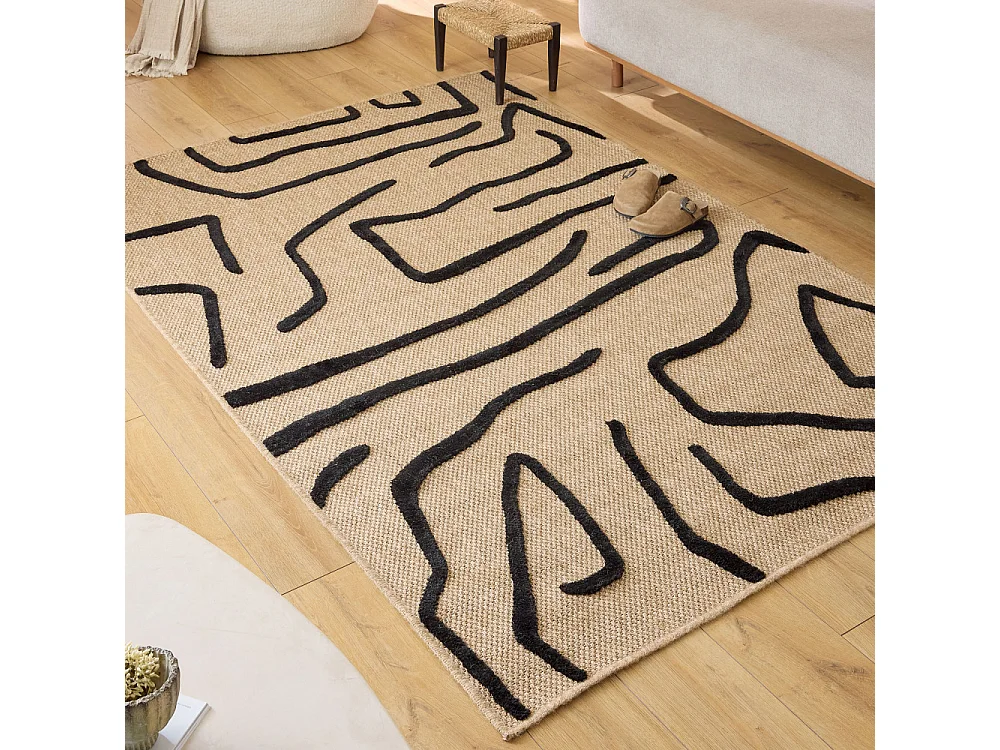 Flux - Tapis bohème -  Noir - 120x160cm