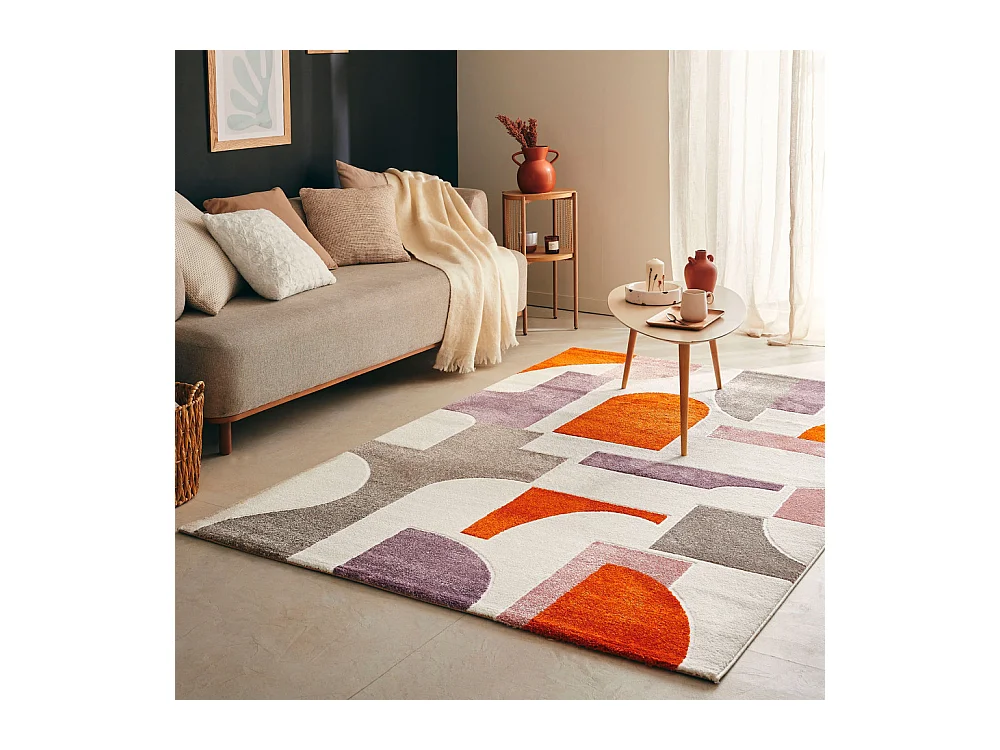Zenith - Tapis contemporain à motif géométrique -  Multicolore - 120x160cm