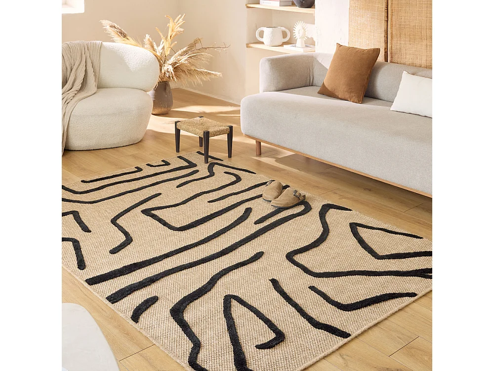 Flux - Tapis bohème -  Noir - 200x290cm