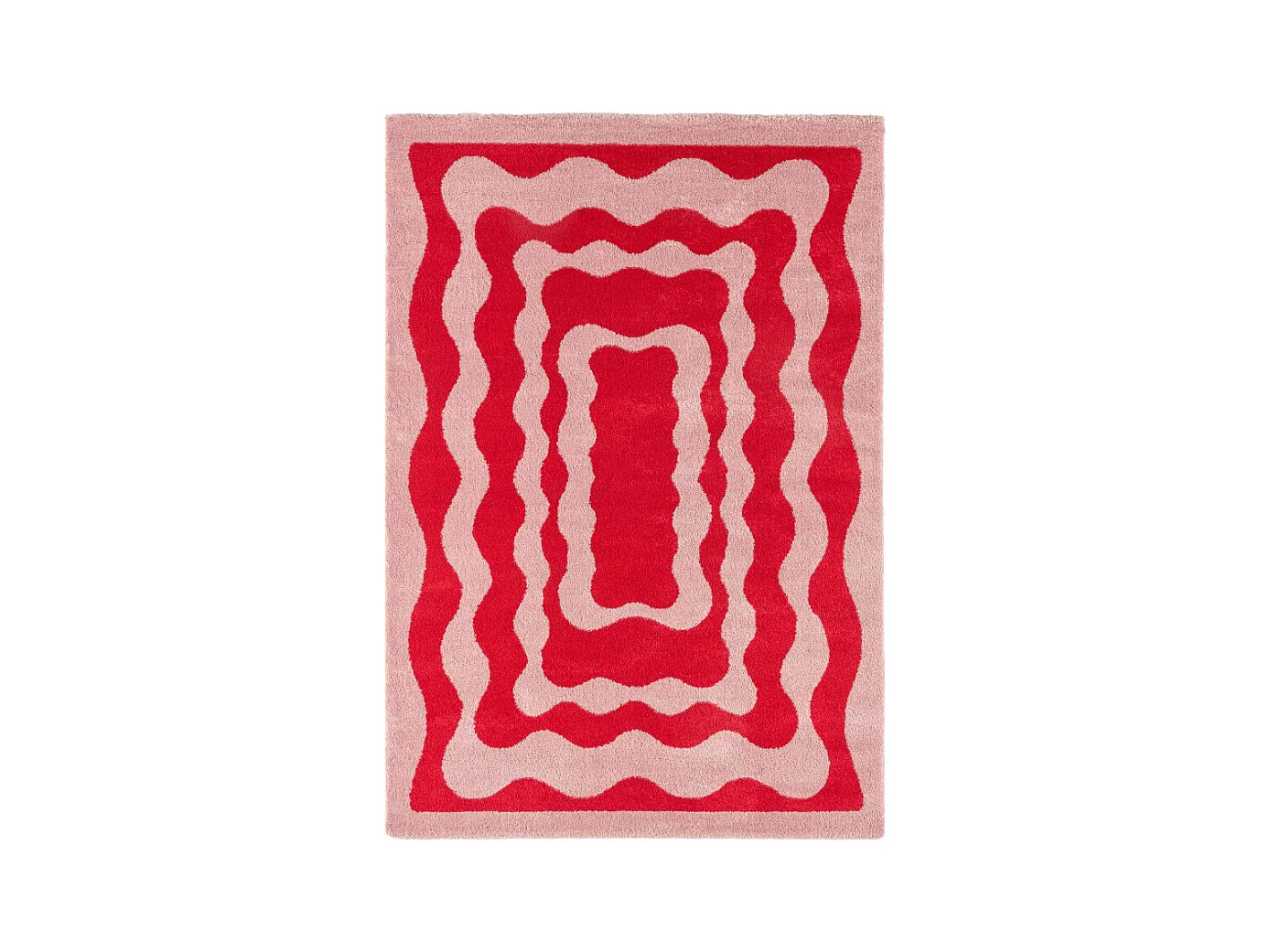 Groove - Tapis vintage à motif festonné -  Rouge - 120x160cm