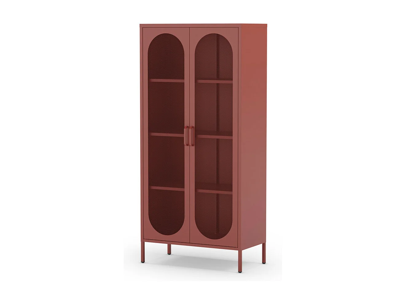 Zio - Vaisselier 2 portes en métal H170cm - Terracotta