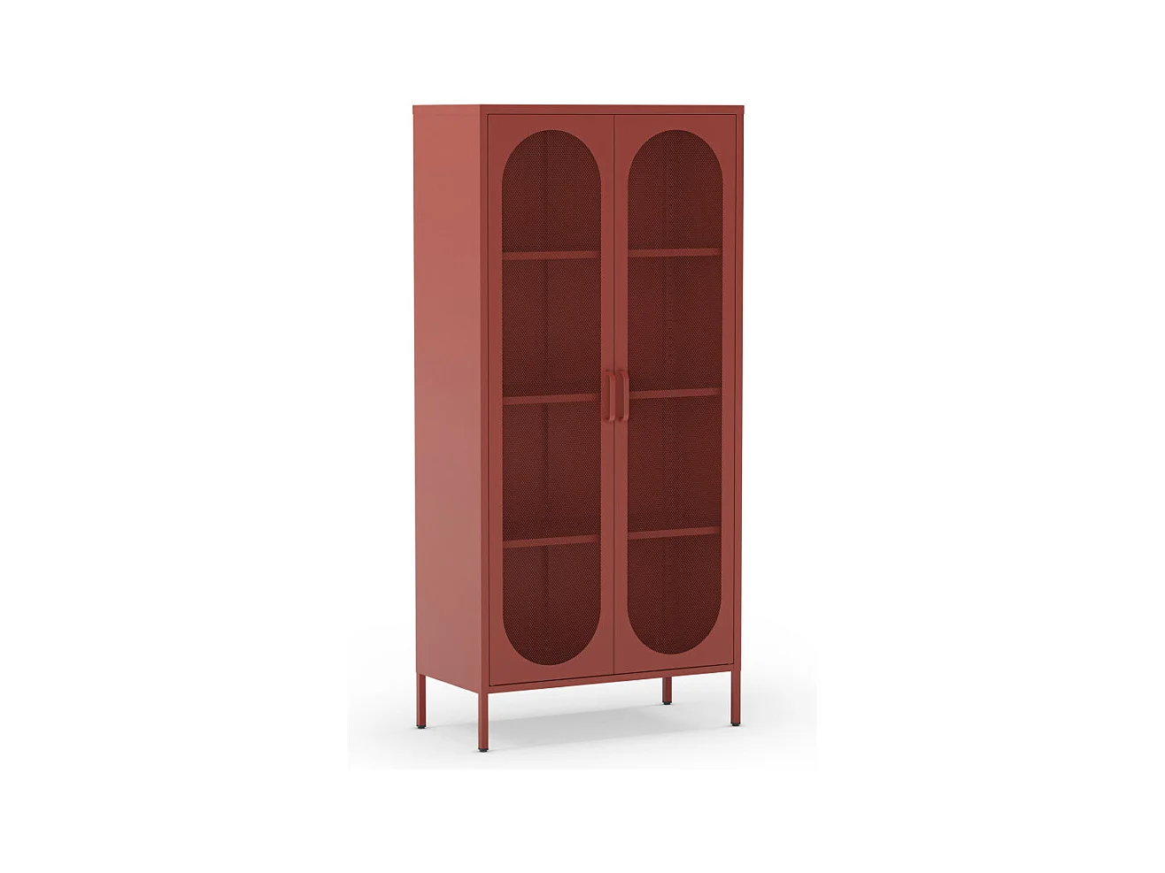 Zio - Vaisselier 2 portes en métal H170cm - Terracotta