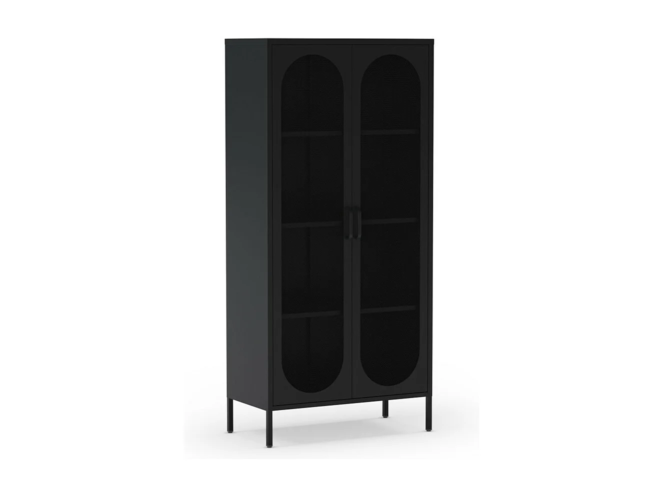 Zio - Vaisselier 2 portes en métal H170cm - Noir