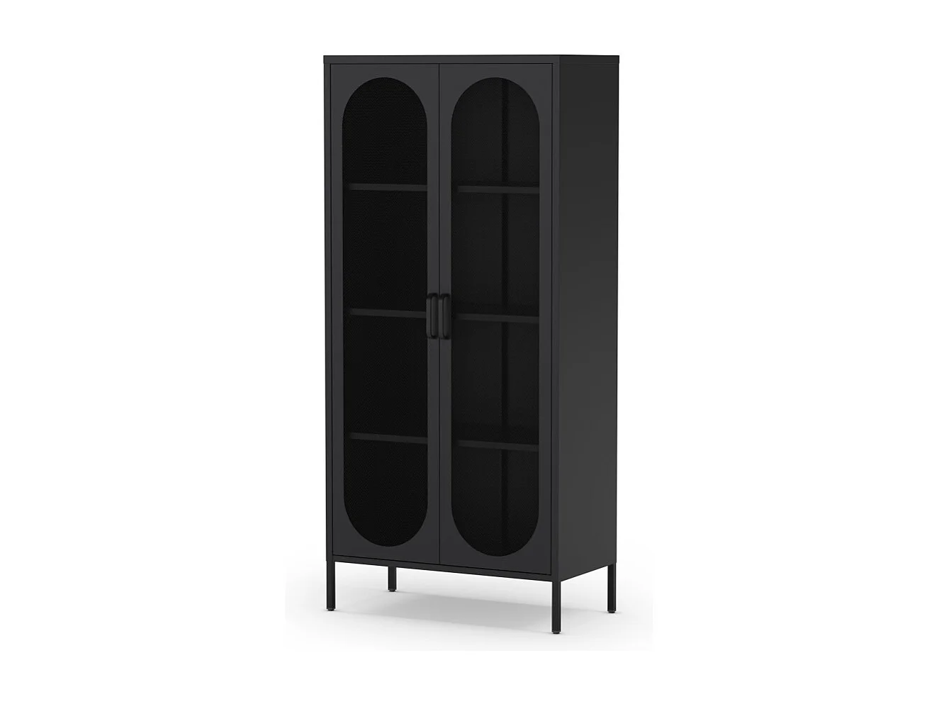 Zio - Vaisselier 2 portes en métal H170cm - Noir