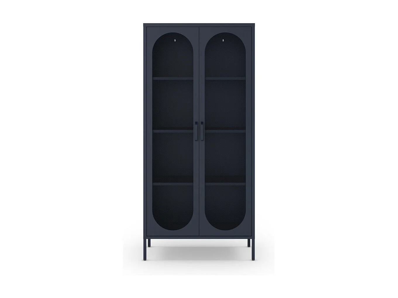 Zio - Vaisselier 2 portes en métal H170cm - Bleu nuit