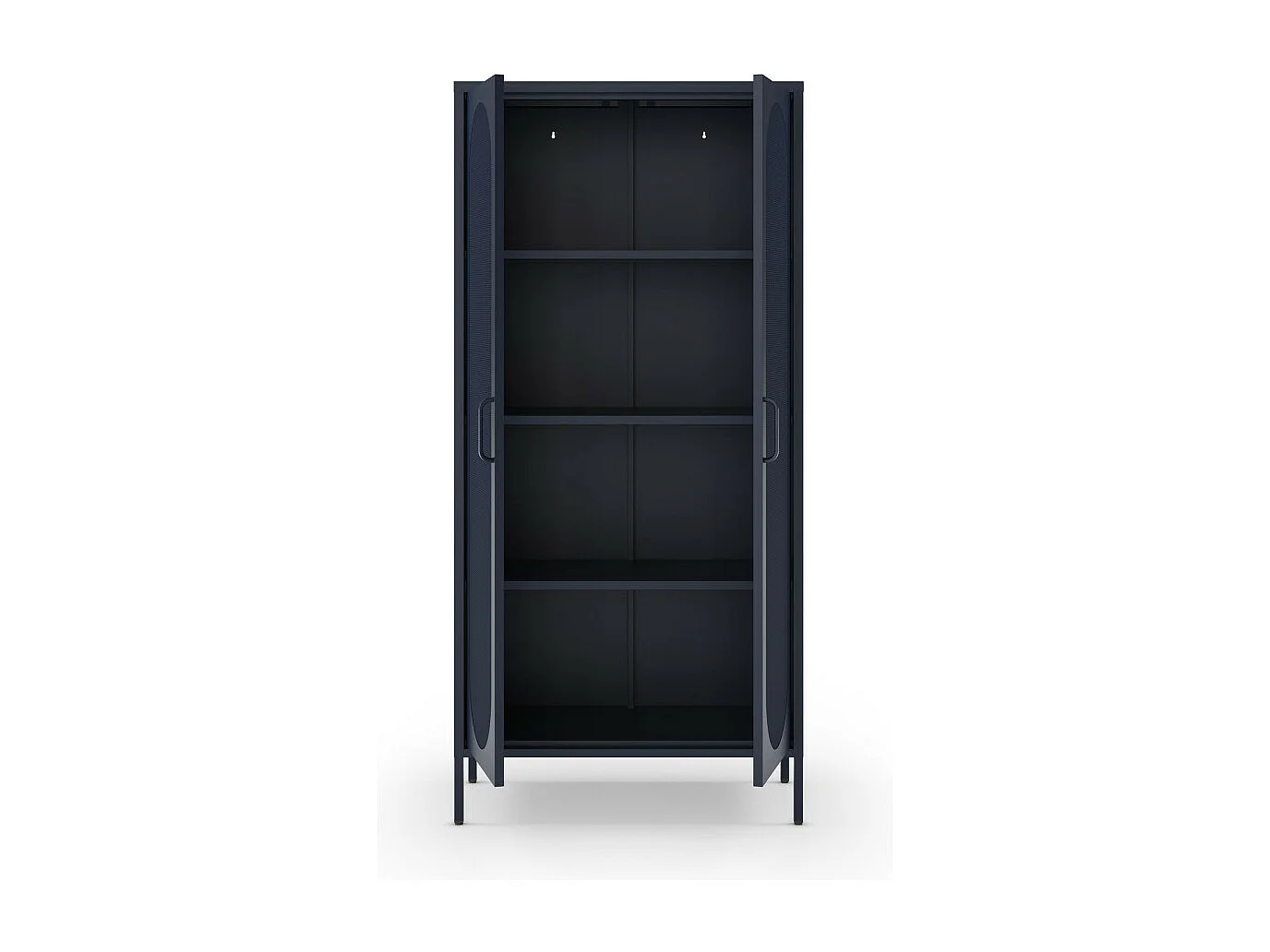 Zio - Vaisselier 2 portes en métal H170cm - Bleu nuit
