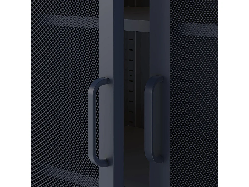 Zio - Vaisselier 2 portes en métal H170cm - Bleu nuit